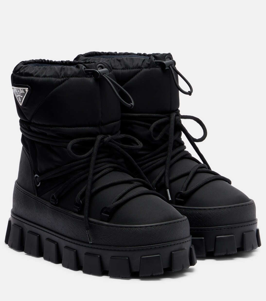 Re-Nylon gabardine snow boots in black - Prada | Mytheresa