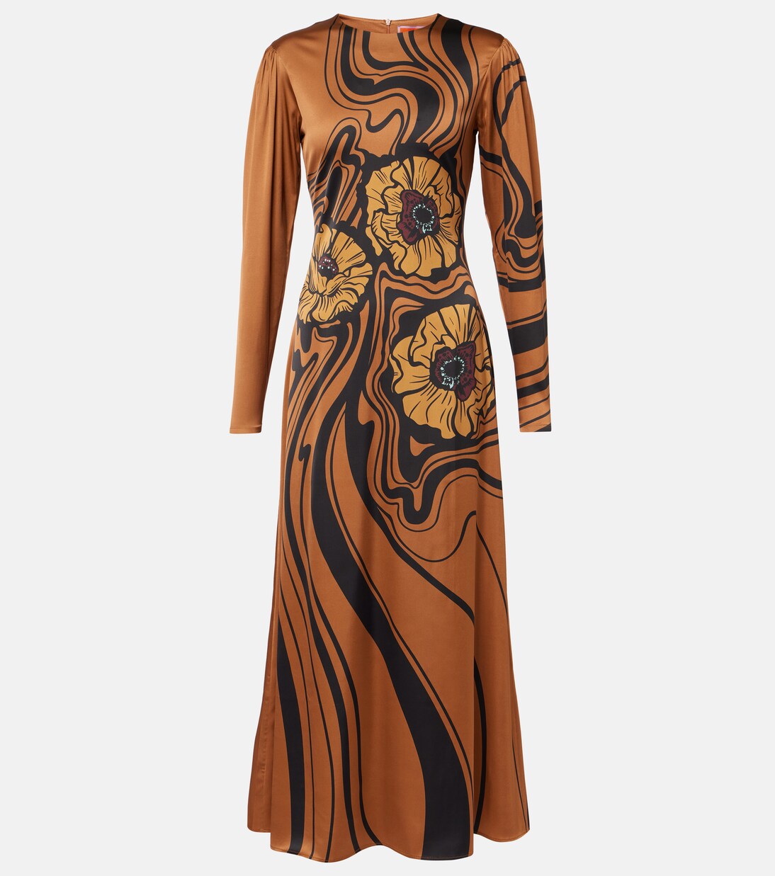 Clingy Swing floral satin maxi dress in multicoloured - La Double