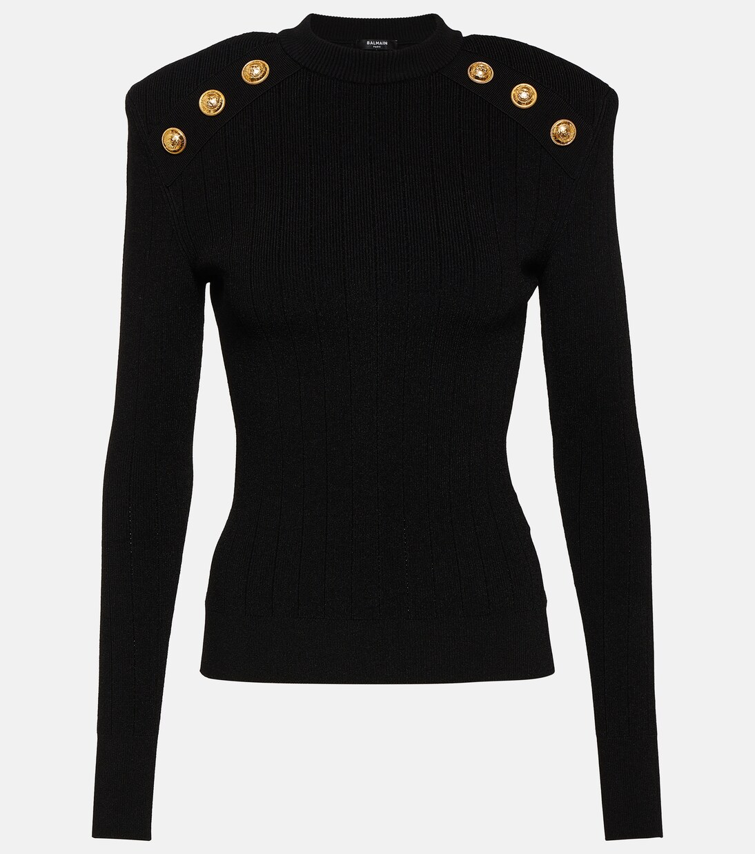 Embellished knit sweater in black - Balmain | Mytheresa