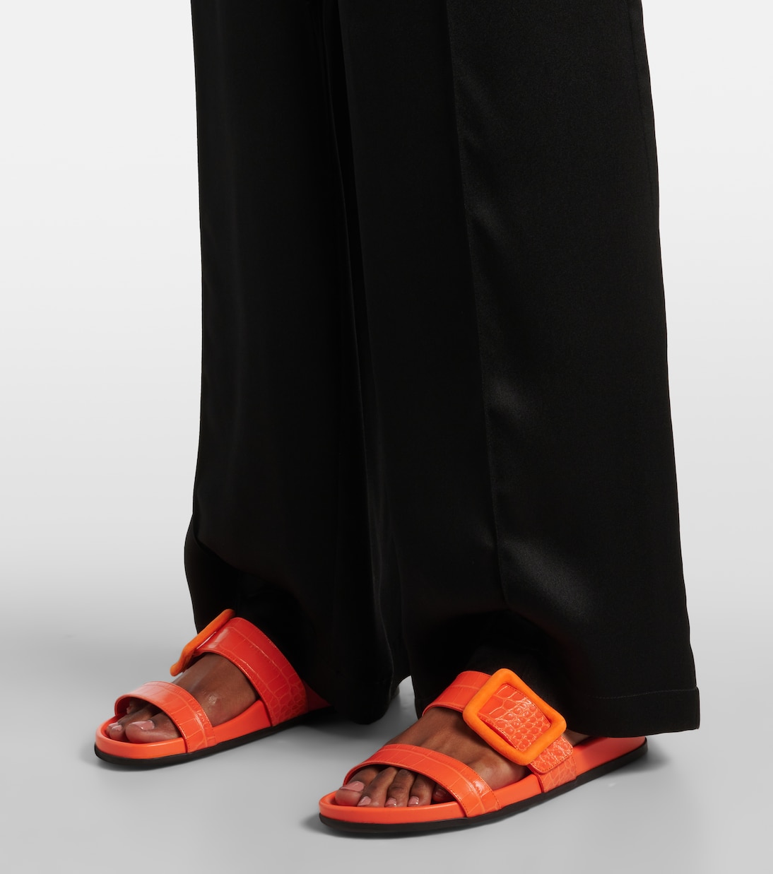 Mayfu leather slides in orange - Manolo Blahnik | Mytheresa