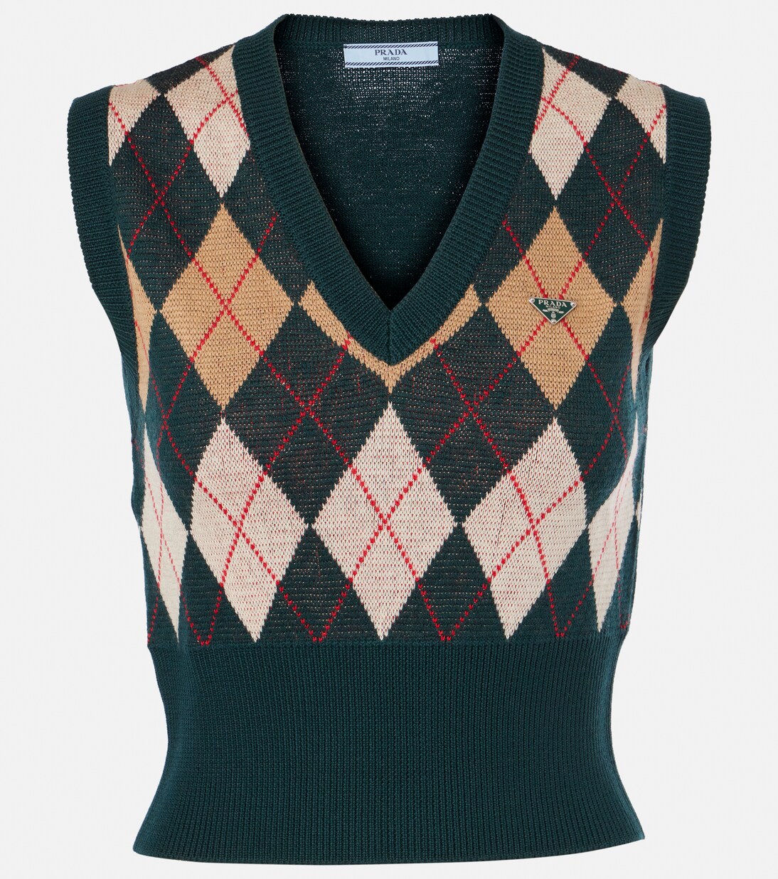 Argyle virgin wool sweater vest in multicoloured - Prada | Mytheresa