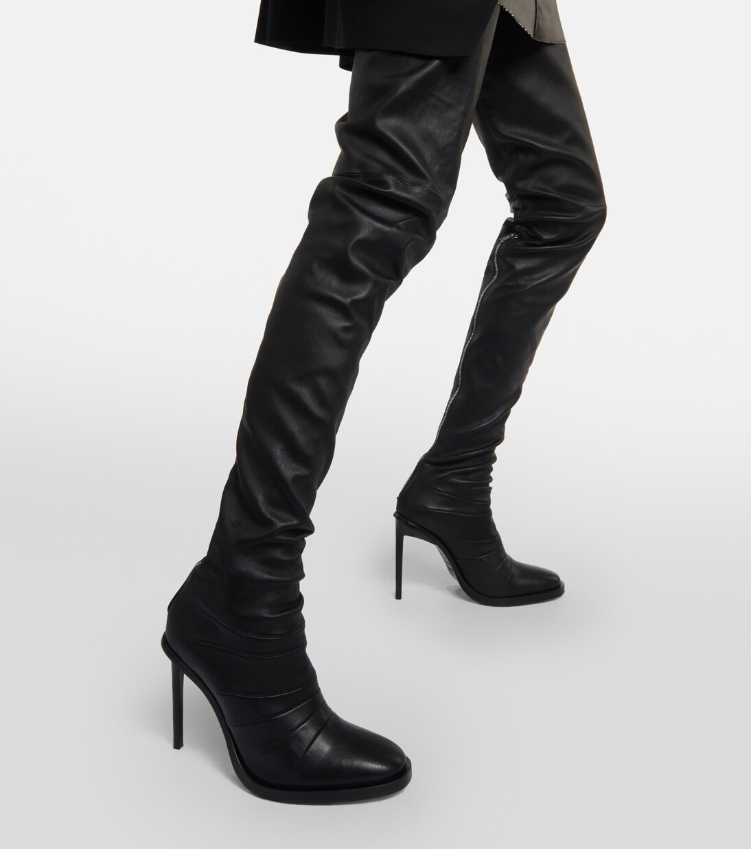 Adna over-the-knee leather boots in black - Ann Demeulemeester