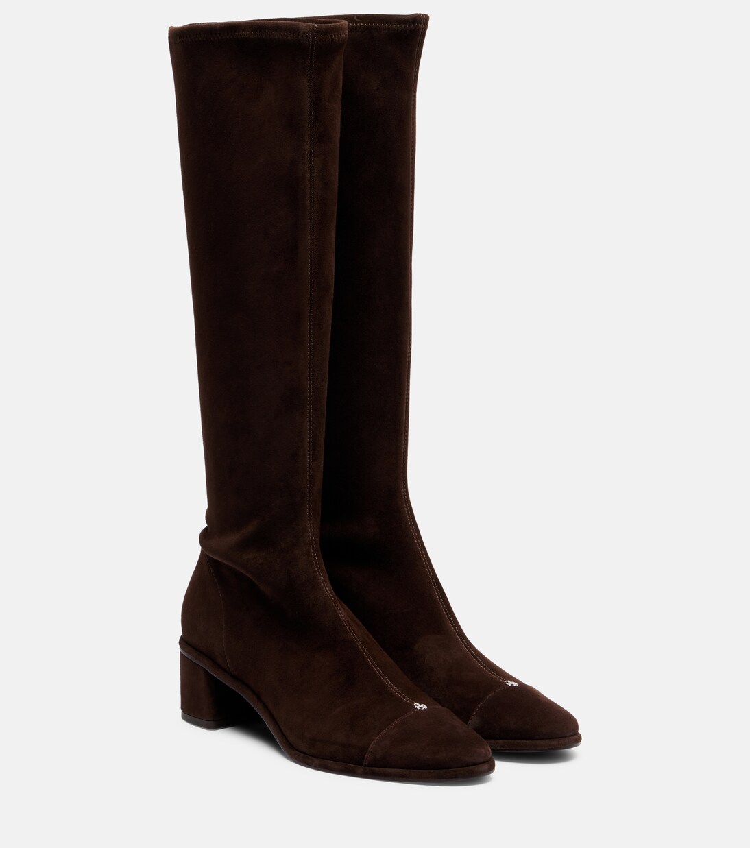 Cap-toe 55 suede knee-high boots in brown - Tory Burch | Mytheresa