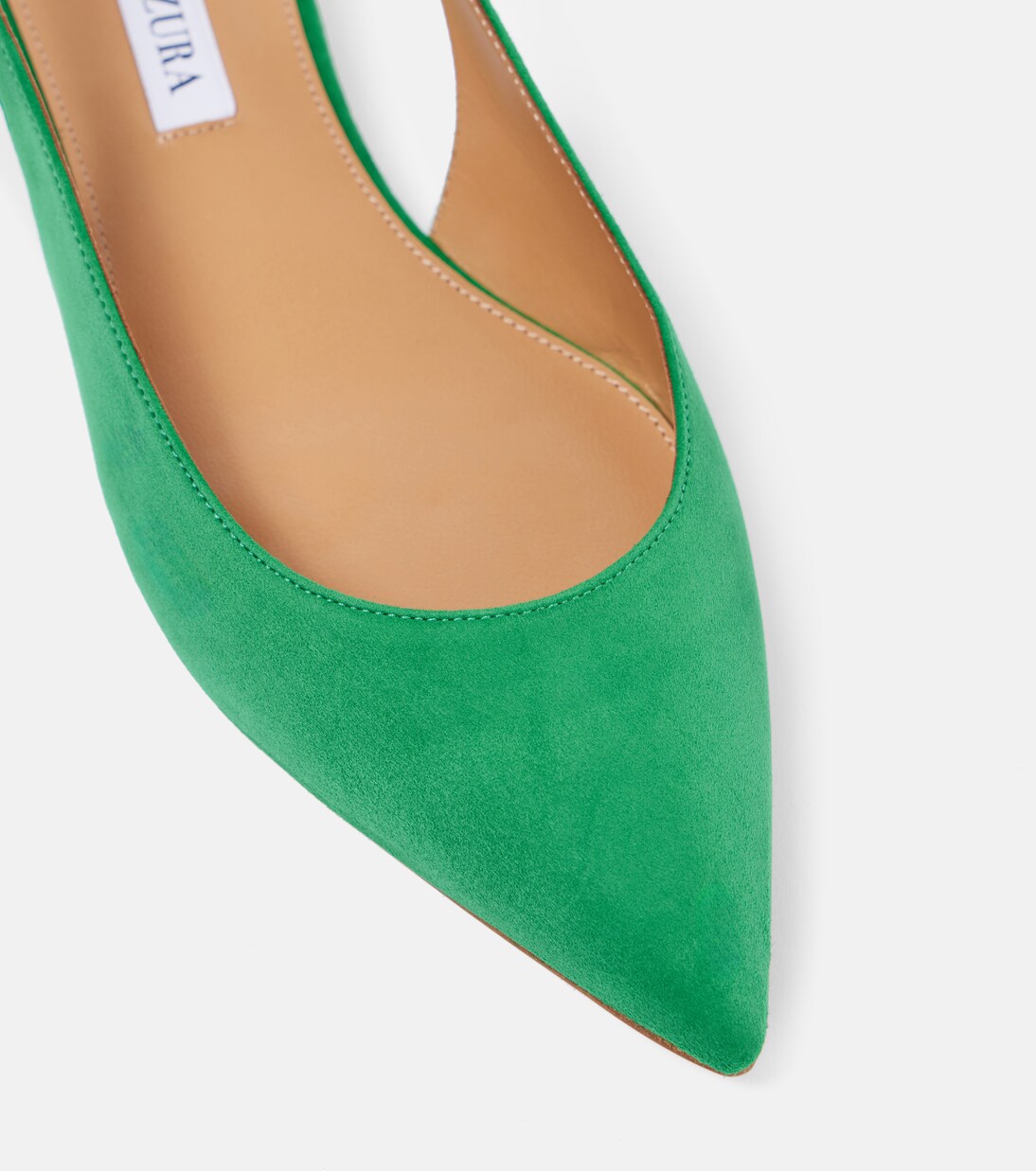Purist suede slingback flats in green - Aquazzura | Mytheresa