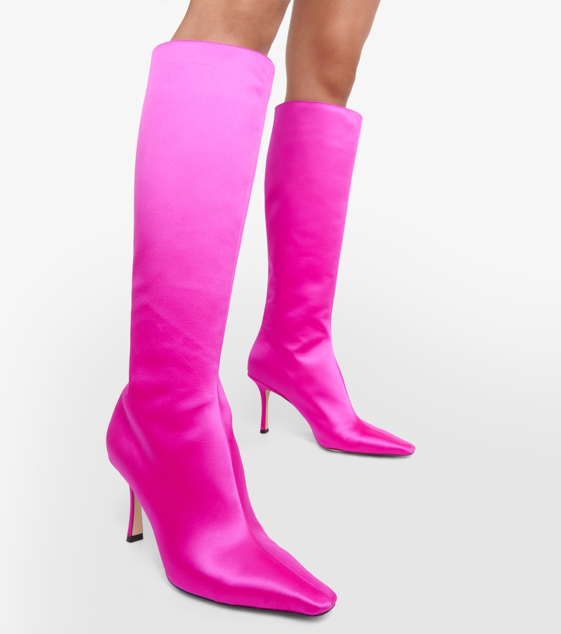Agathe 85 satin knee-high boots in pink - Jimmy Choo | Mytheresa