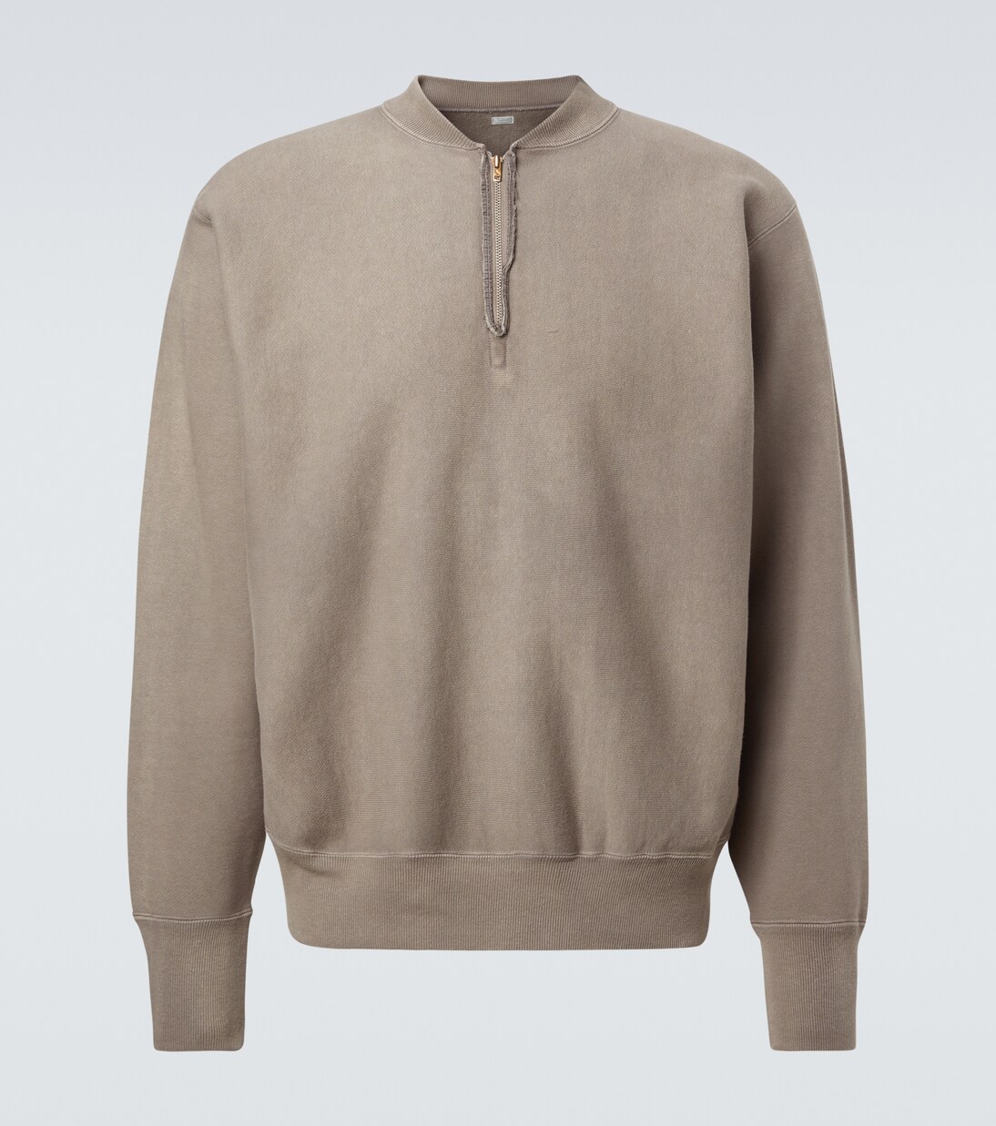 Vintage cotton jersey half-zip sweatshirt in beige - A Presse