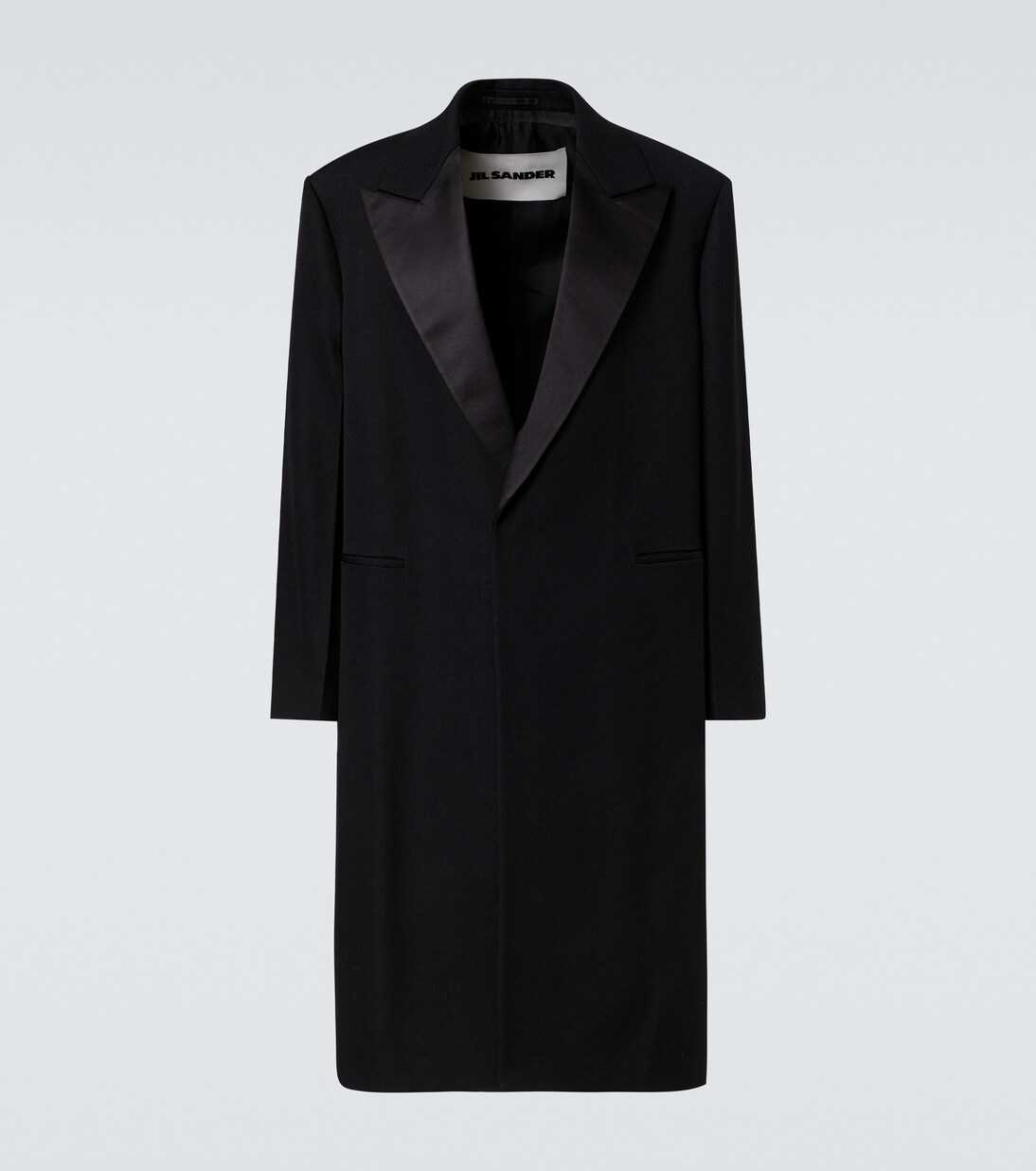 Silk-trimmed wool coat in black - Jil Sander | Mytheresa