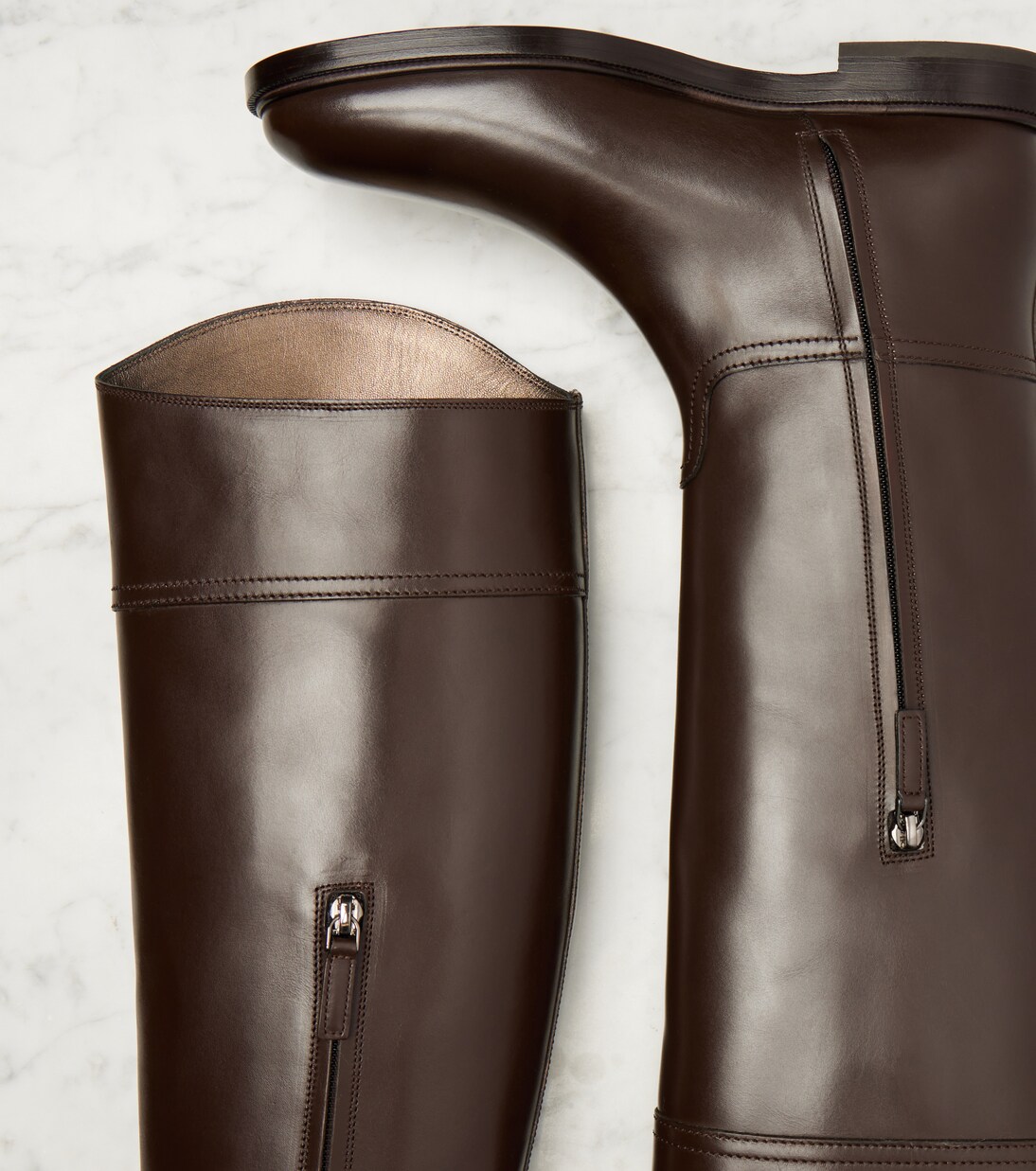 Monili leather knee-high boots in brown - Brunello Cucinelli