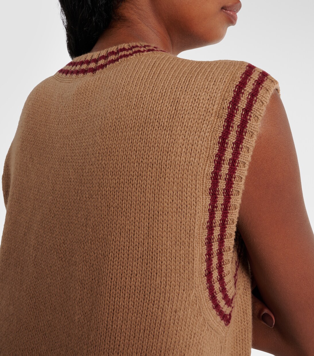 Logo wool and cashmere sweater vest in multicoloured - Prada