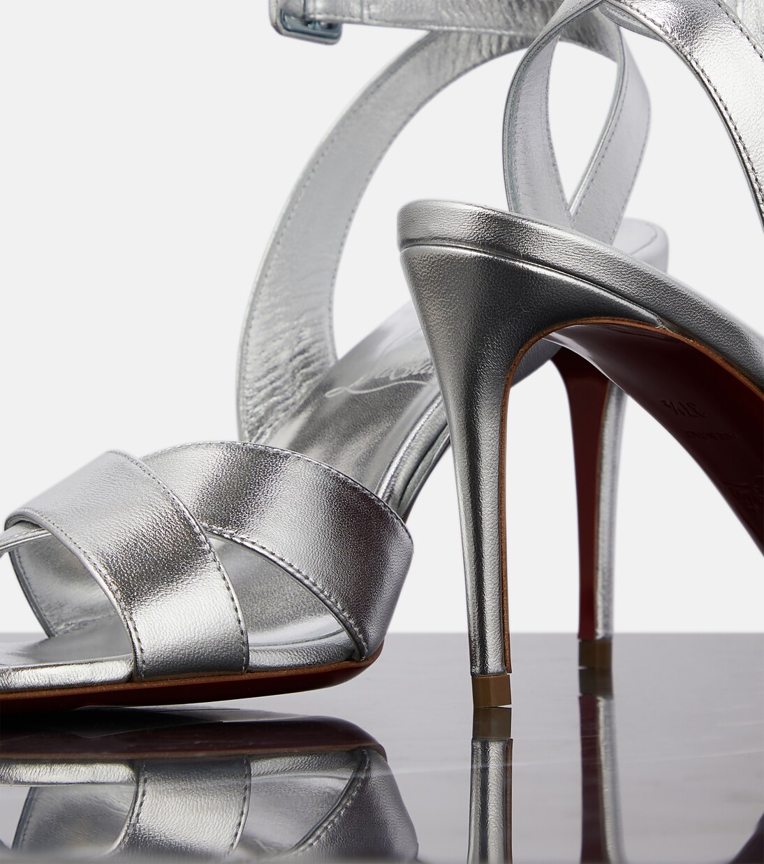 Mariza 85 metallic leather sandals in silver - Christian Louboutin