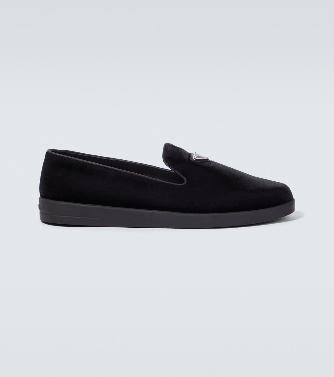 Logo velvet loafers in black - Prada | Mytheresa