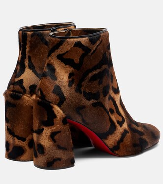 Jane 85 leopard-printed calf hair ankle boots in brown - Christian