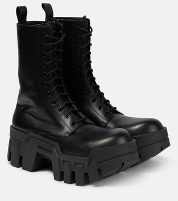 Bulldozer lace-up leather ankle boots in black - Balenciaga