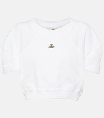 Orb cropped cotton jersey T-shirt in white - Vivienne Westwood
