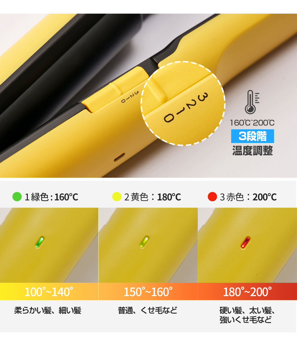 Coolean コードレスミニヘアアイロン（イエロー） – Makuake STORE