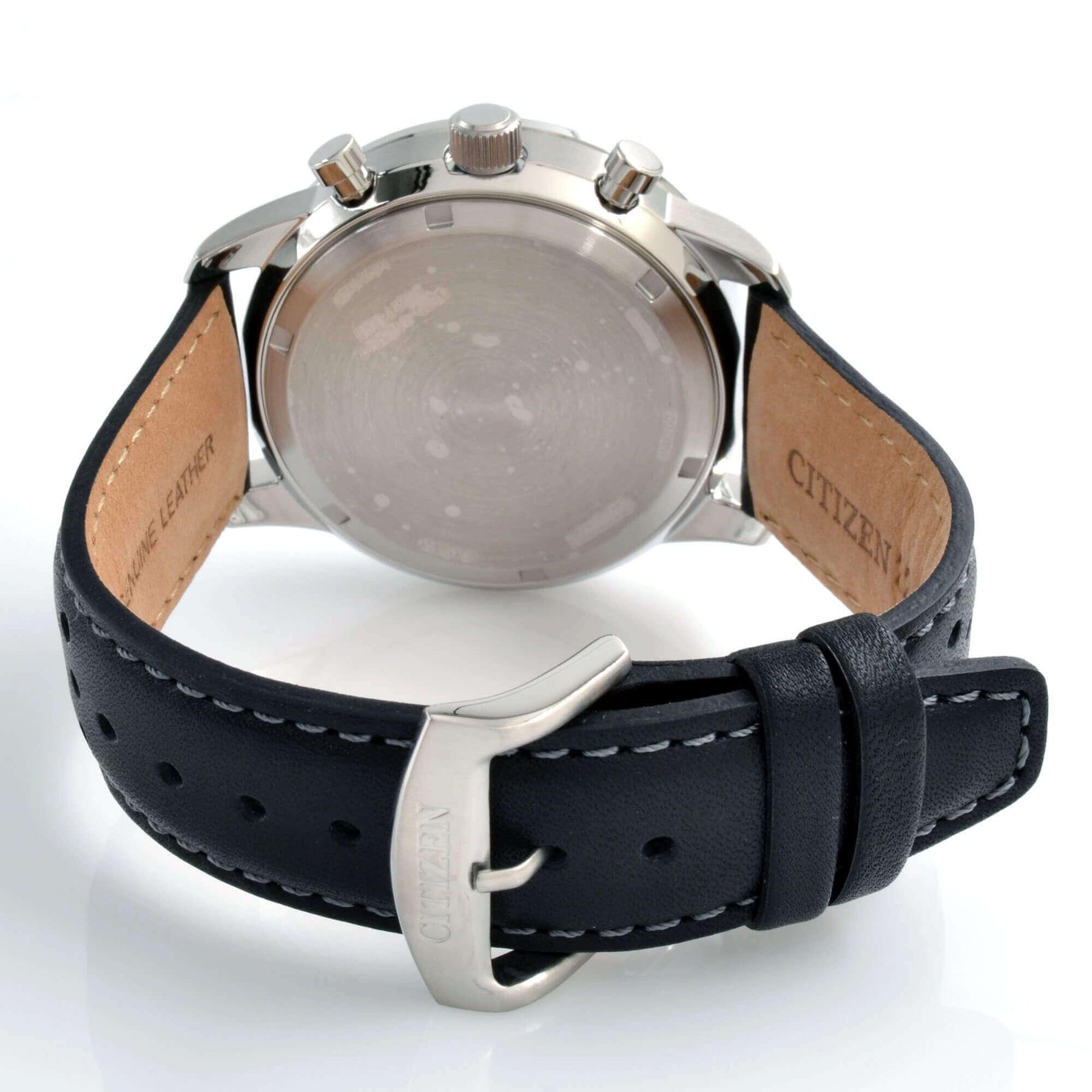 Citizen Men's Watch - Eco Drive Chronograph White and Black Dial Strap