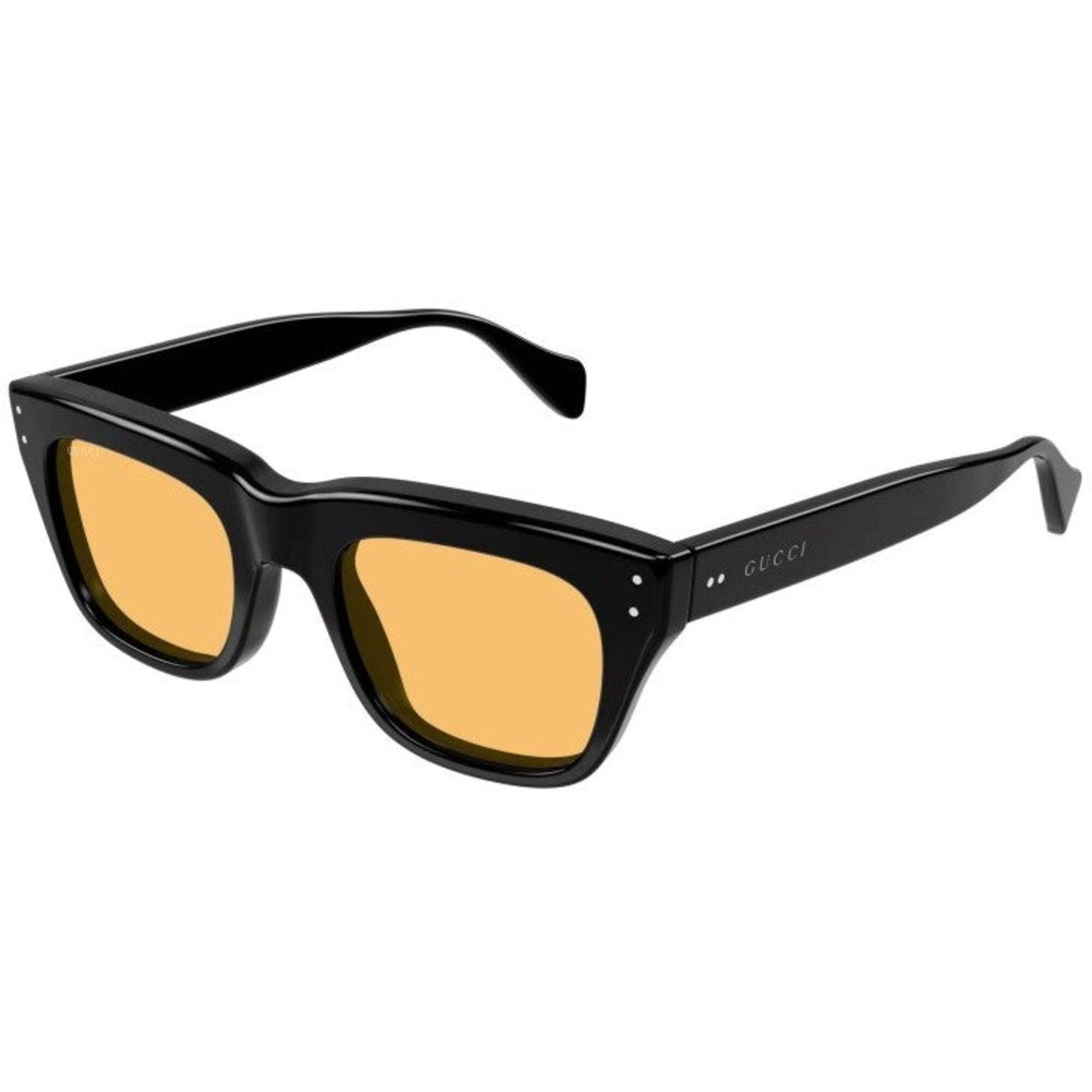 Gucci Men's Sunglasses - Black Acetate Full Rim Frame Yellow Lens | GG