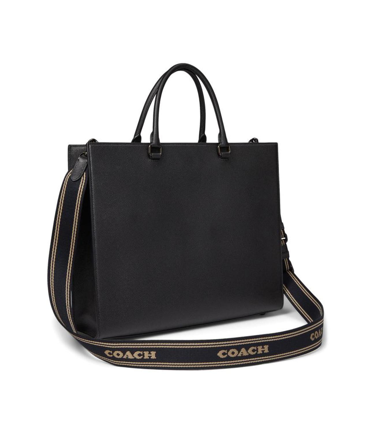 COACH Crossgrain Leather Tote 40 ブラック Tote 40 in Cross Grain