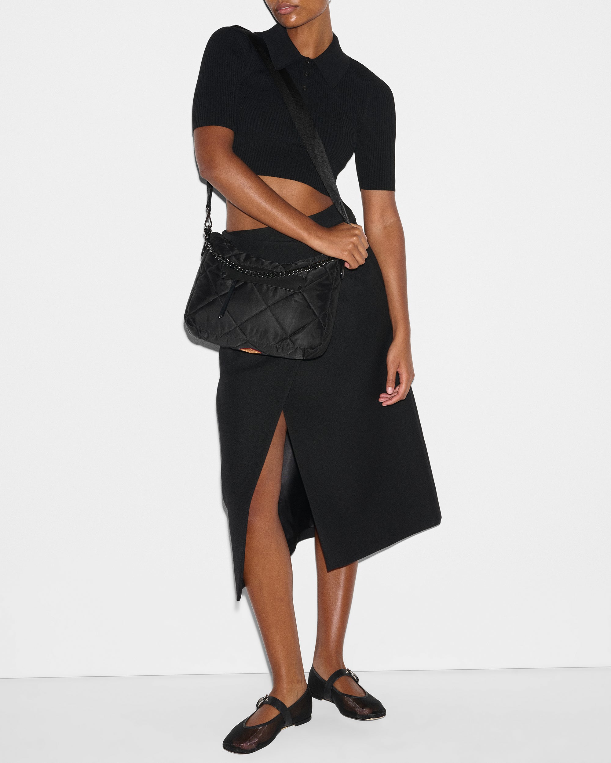 Madison Uptown Quilted Crossbody Bag in Black| MZ Wallace