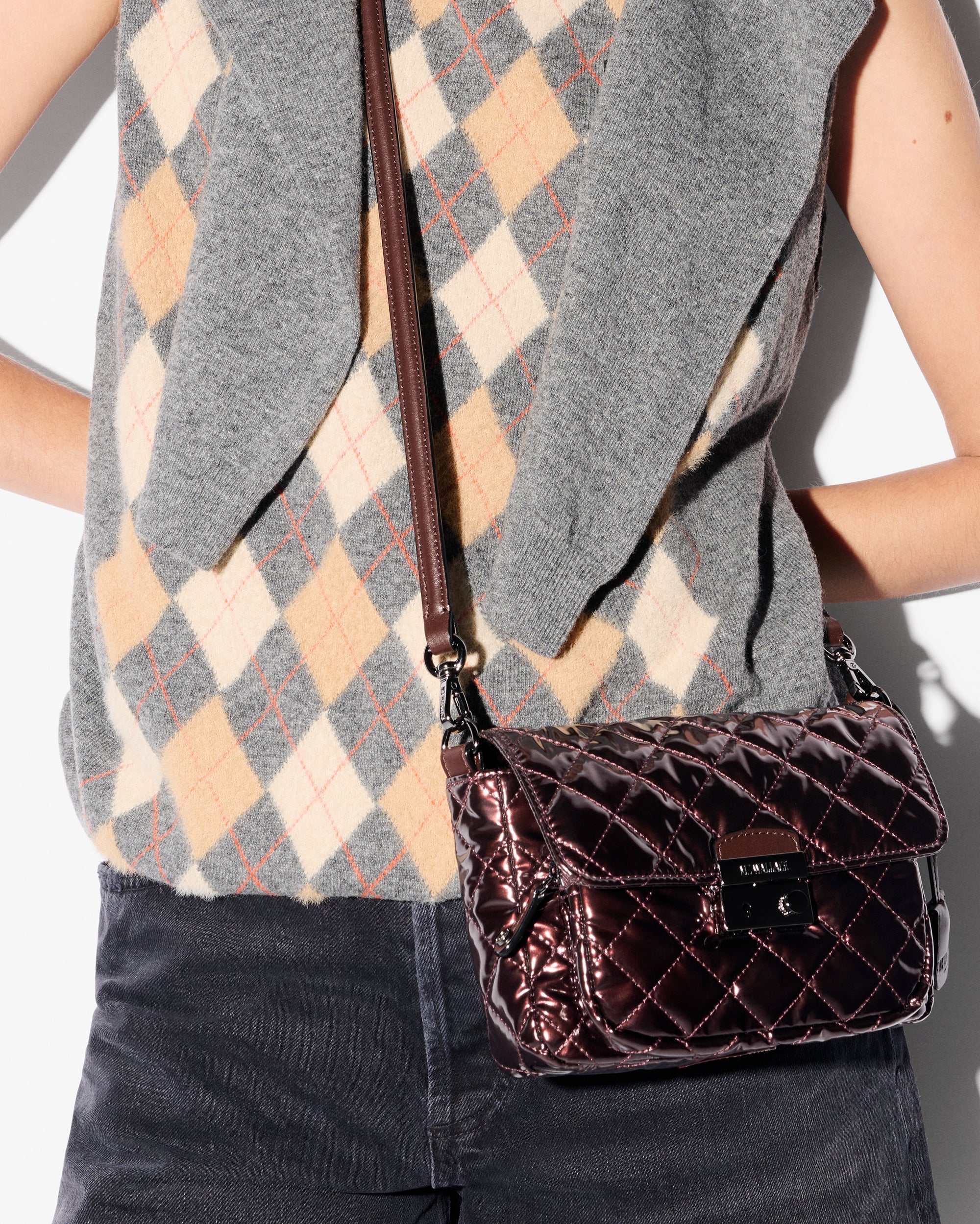 Bordeaux Lacquer Small Crosby Lock Crossbody