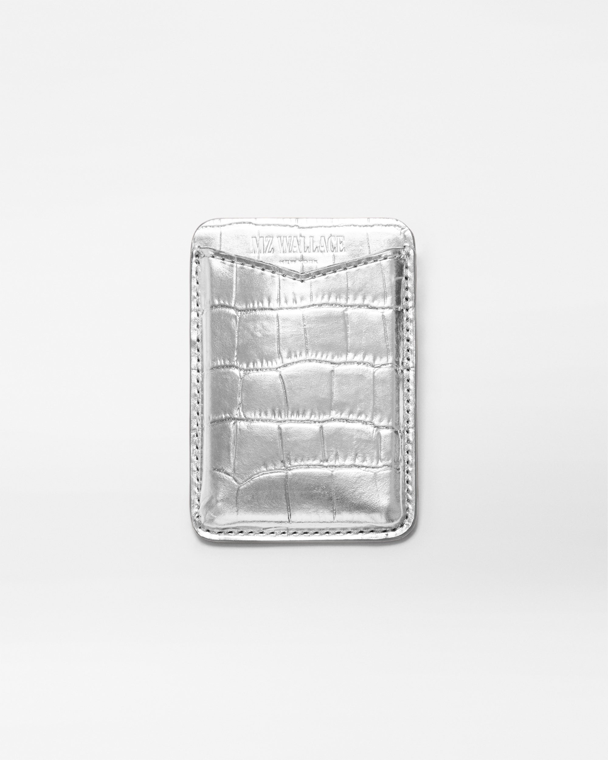 Silver Croc Effect Phone Card Case
