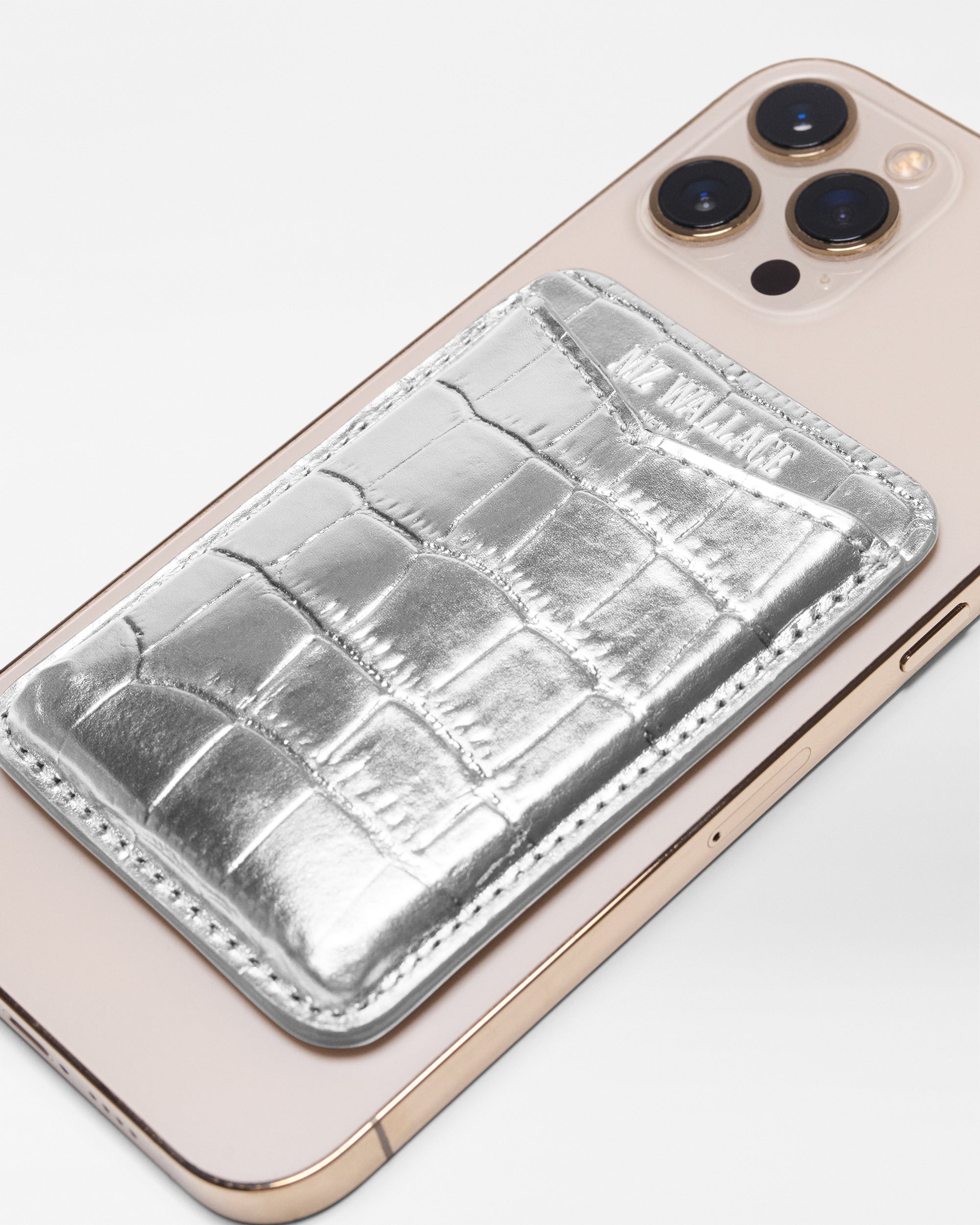 Silver Croc Effect Phone Card Case