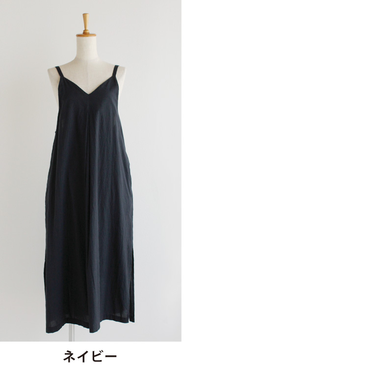 nofl】荒炊き染め綿ローンキャミソールワンピース 644206230