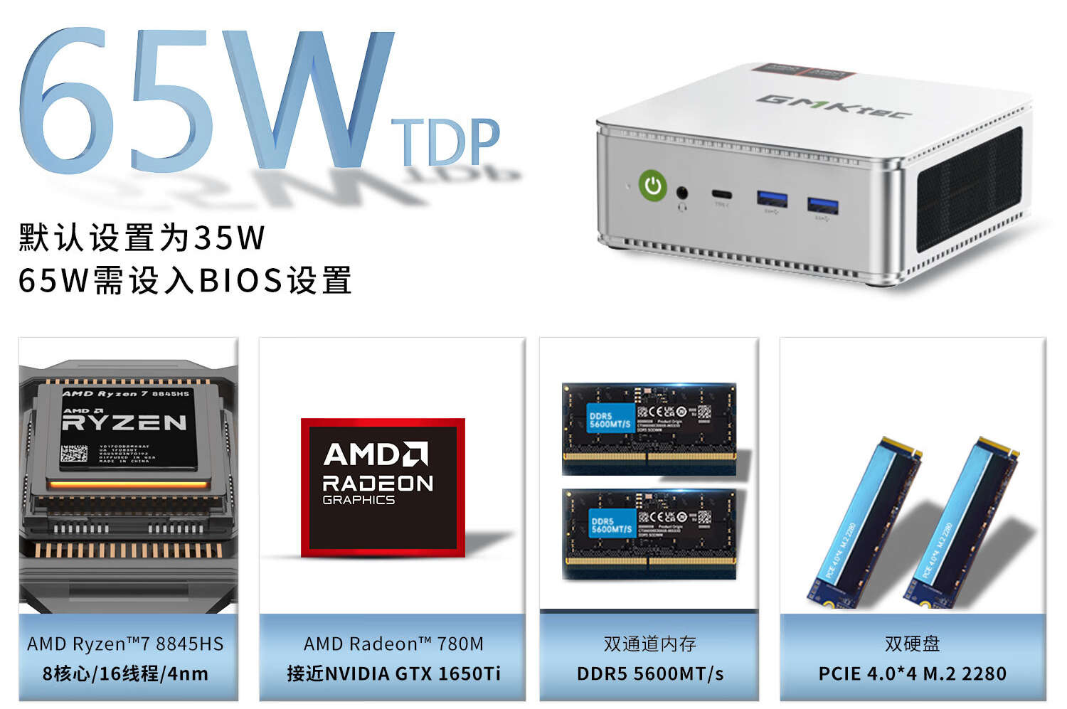 GMKtec mini PC with AMD Ryzen 7 8845HS and AR glasses available