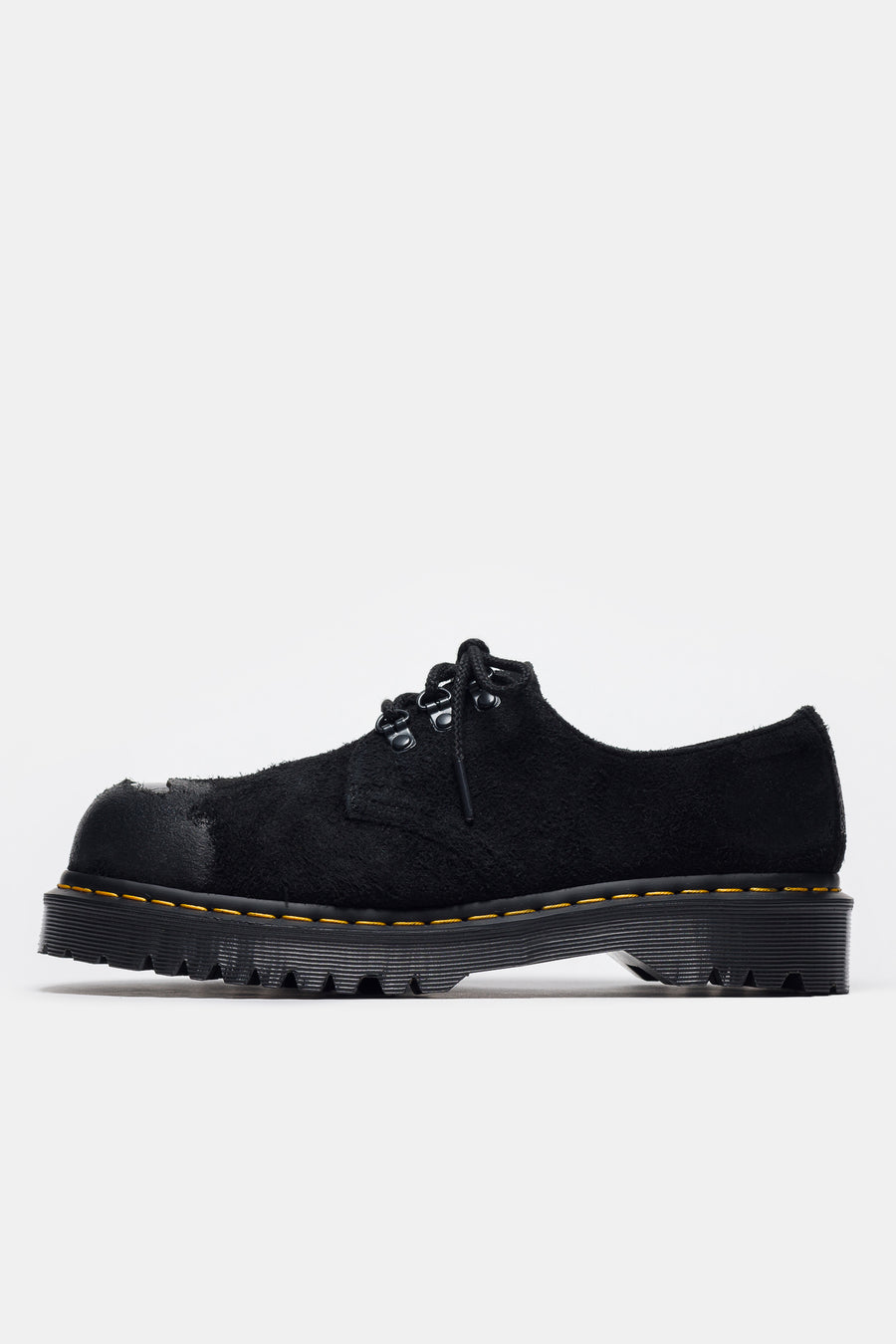 1461 Burnished Hairy Suede ST Shoe in Black - Dr. Martens