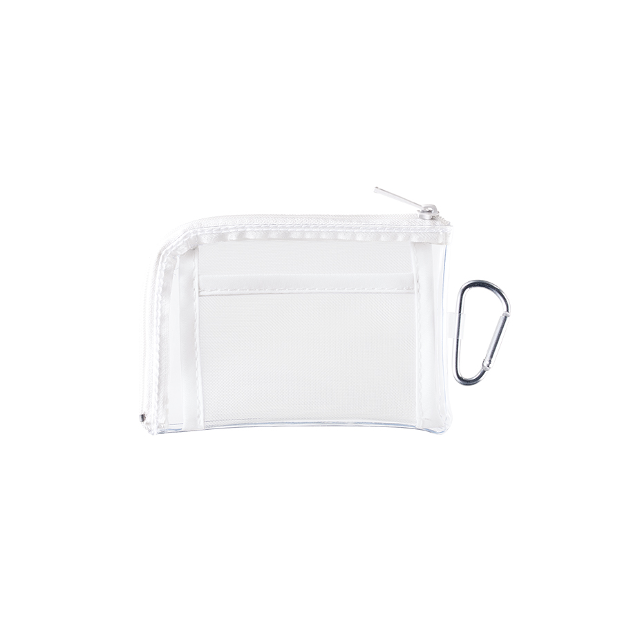 メッシュポケットクリアミニポーチ(カラビナ付) ホワイト｜ノベルティ