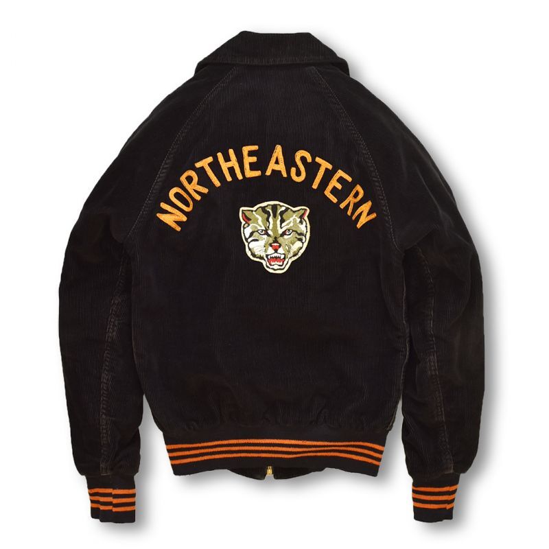 COOTIE PRODUCTIONS 襟付き短丈 袖革スタジャン チェーン刺繍 COOTIE