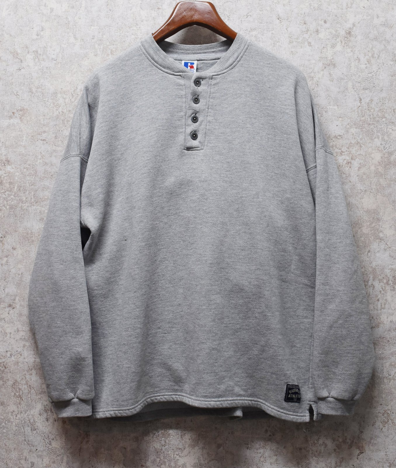 90's【ビンテージ】USA製【ラッセル】【グレー】【ヘンリーネック