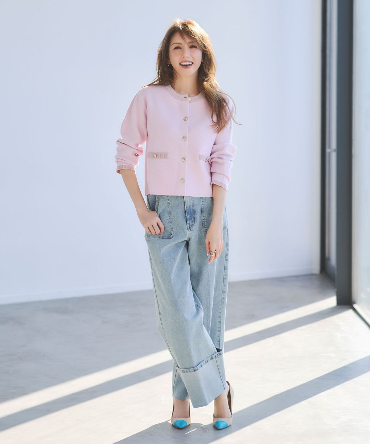 美香さん着用】ゴールドボタンニットジャケット