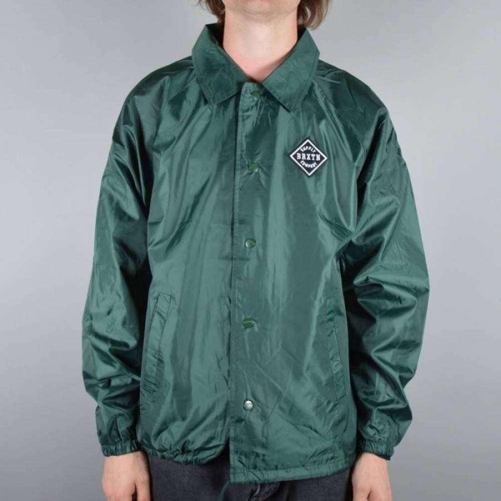 Brixton Seiver Windbreaker Coach Jacket - Hunter Green - Jackets
