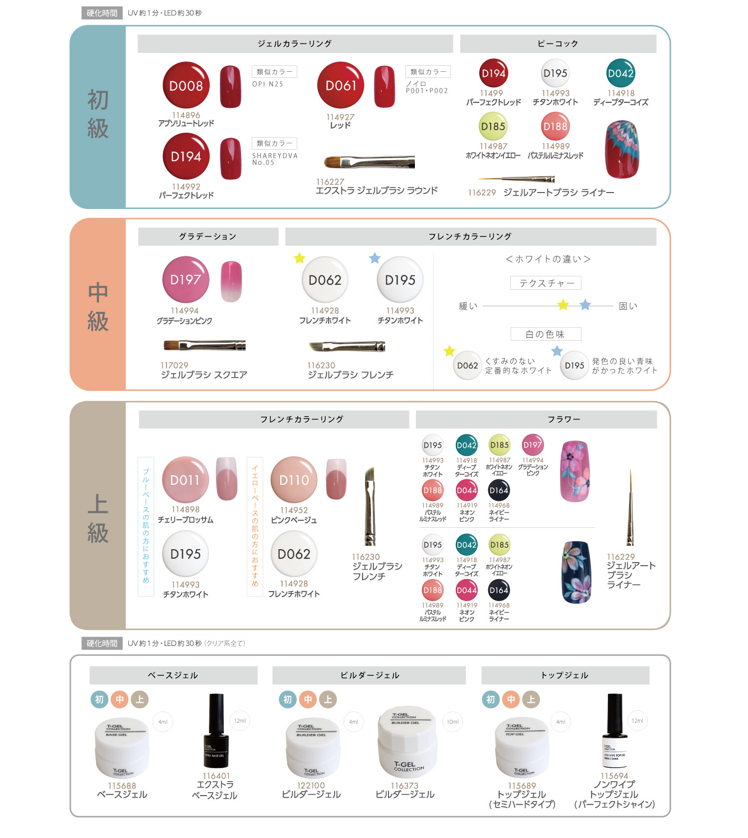 FleurirGelジェル検定 上級 ネイリスト 5色 FleurirGelジェル検定 上級