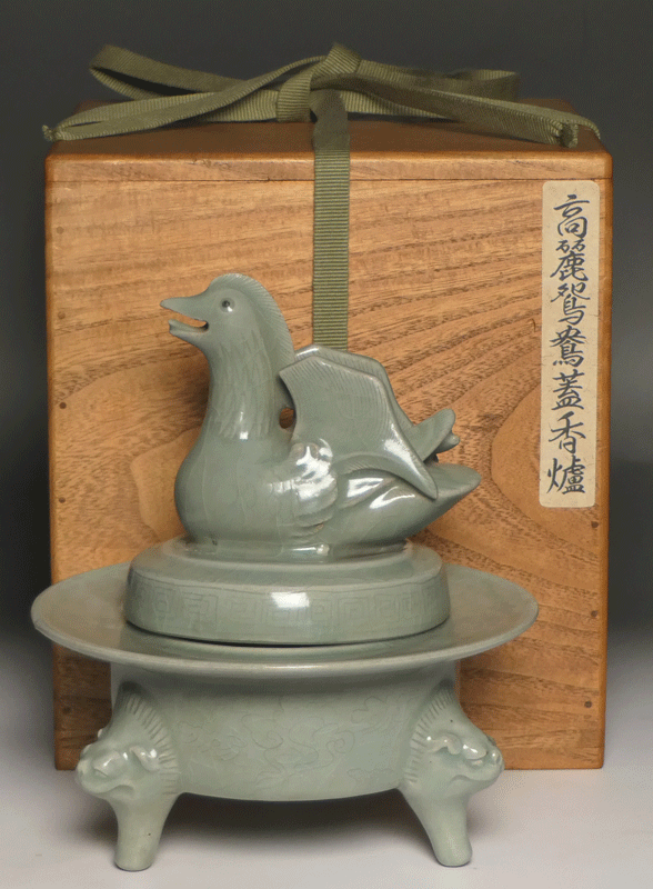 古美術 波兎 / 高麗青磁 鴛鴦蓋 香炉
