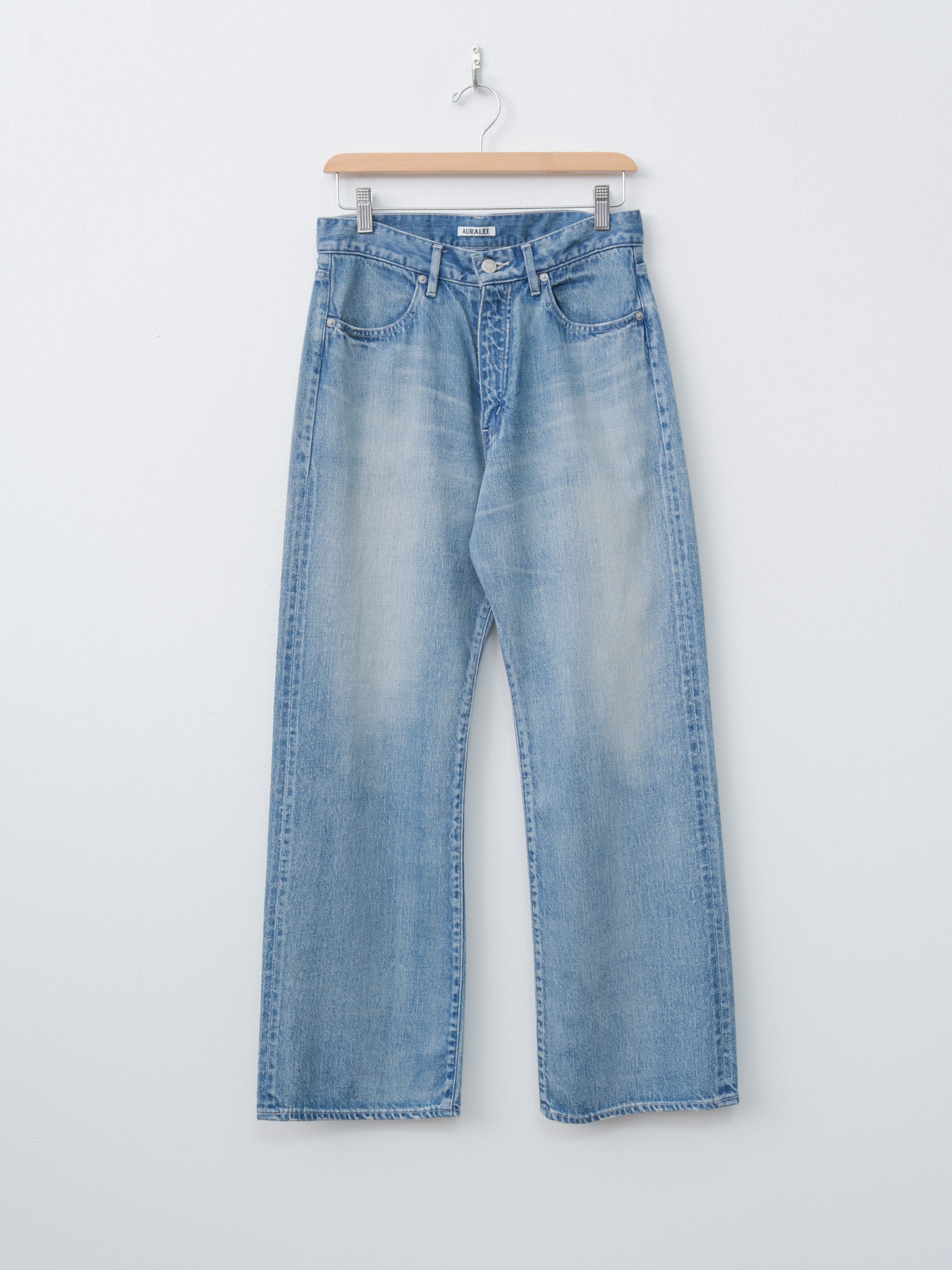 Namu Shop - Auralee Selvedge Faded Light Denim Pants - Light Indigo