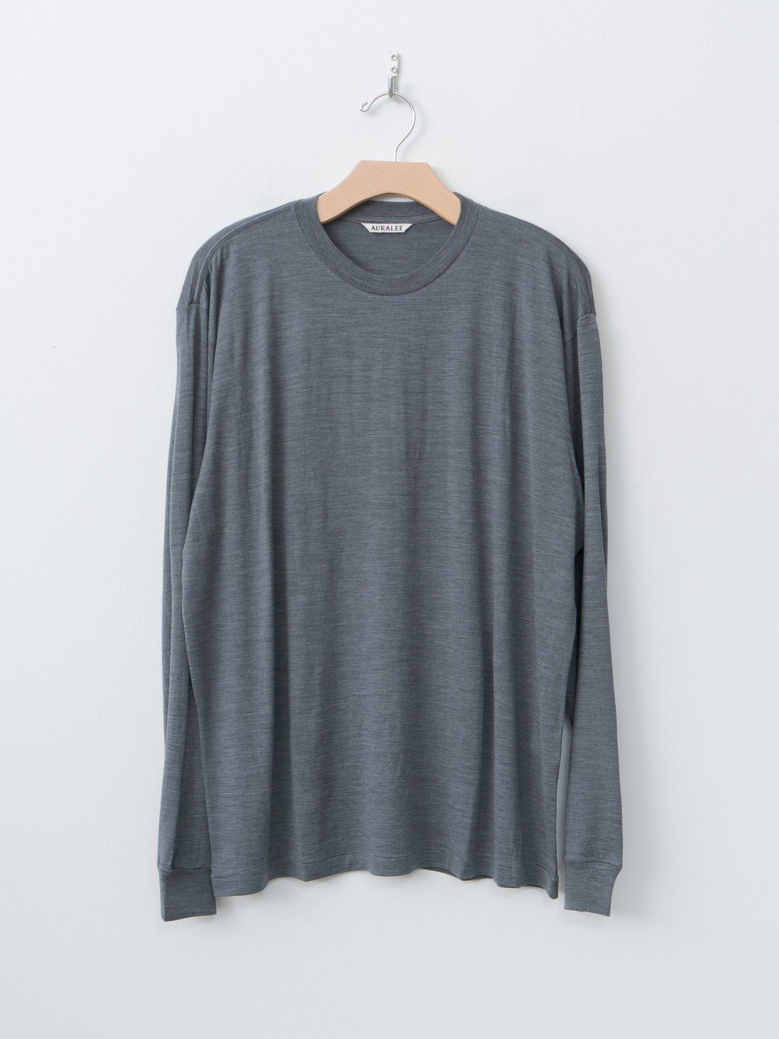 Namu Shop - Auralee Wool Soft Jersey L/S Tee - Top Charcoal