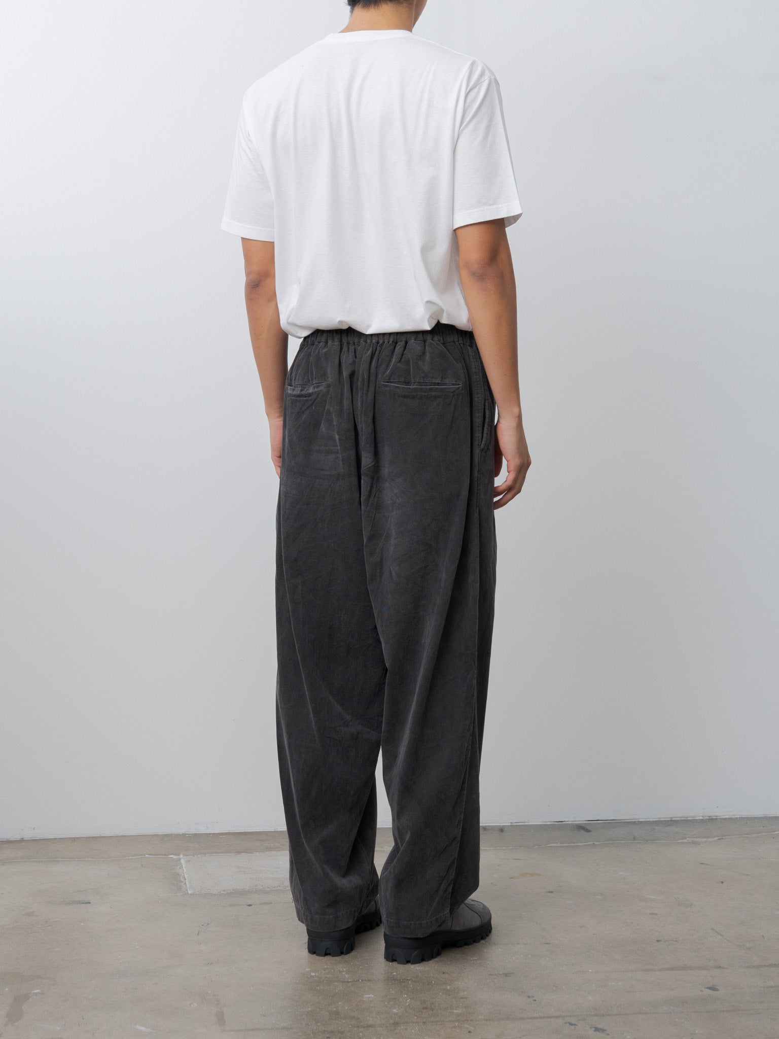 Namu Shop - Yoko Sakamoto Micro Corduroy Wide Easy Pants - Sumi Ink