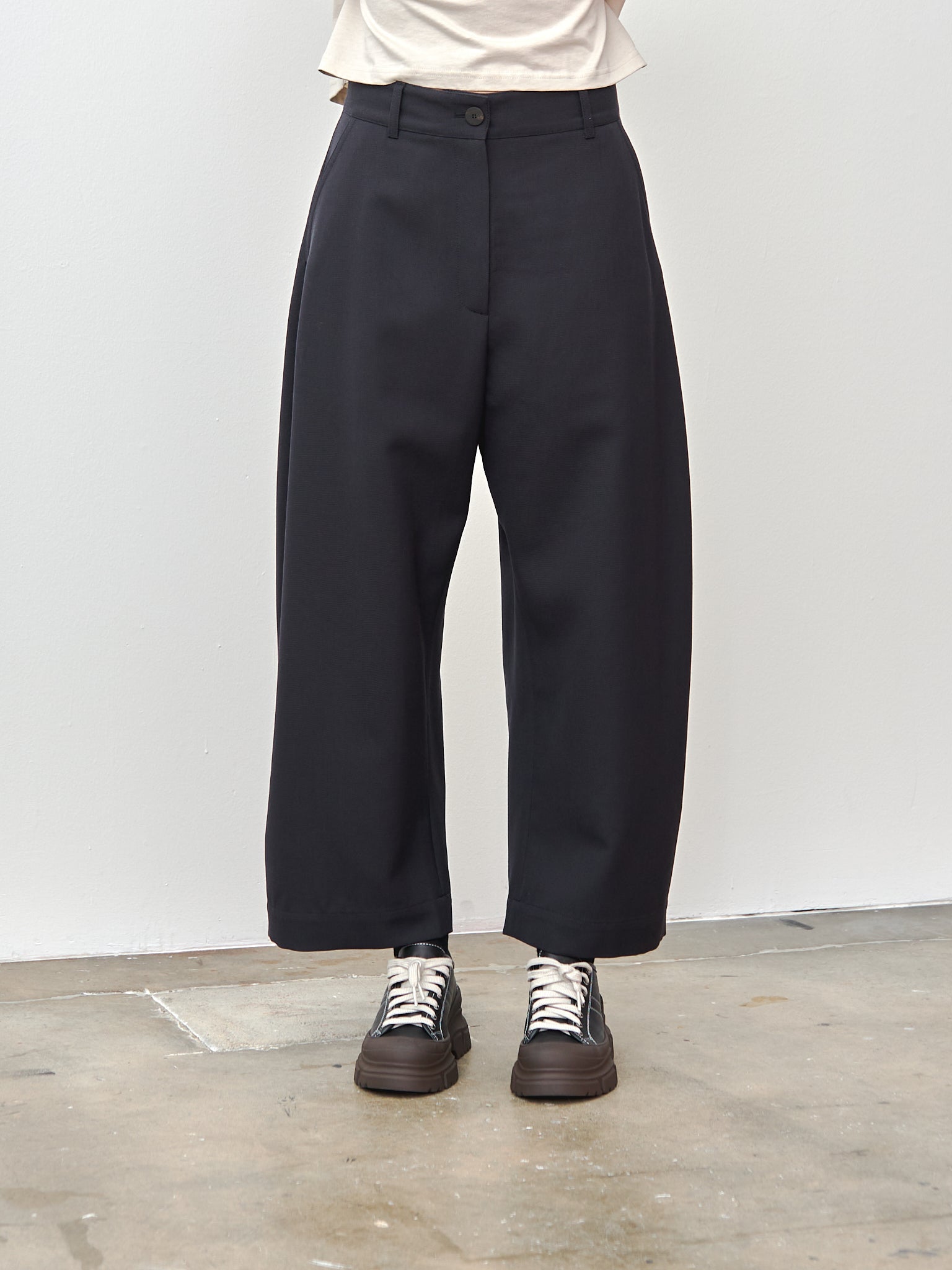 Namu Shop - Studio Nicholson Chalco Wide Crop Pant - Darkest Navy