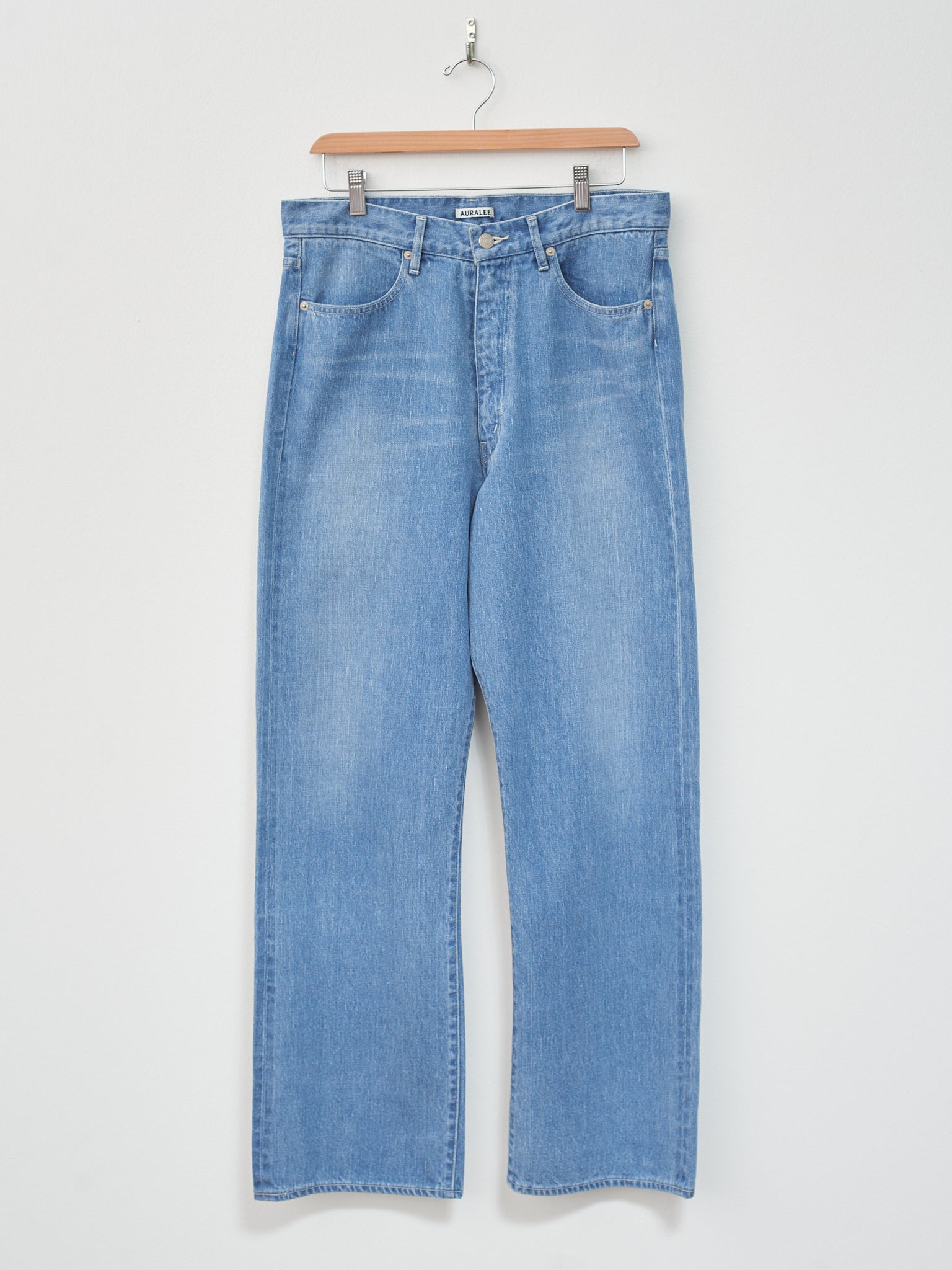 Namu Shop - Auralee Selvedge Faded Light Denim Pants - Light Indigo
