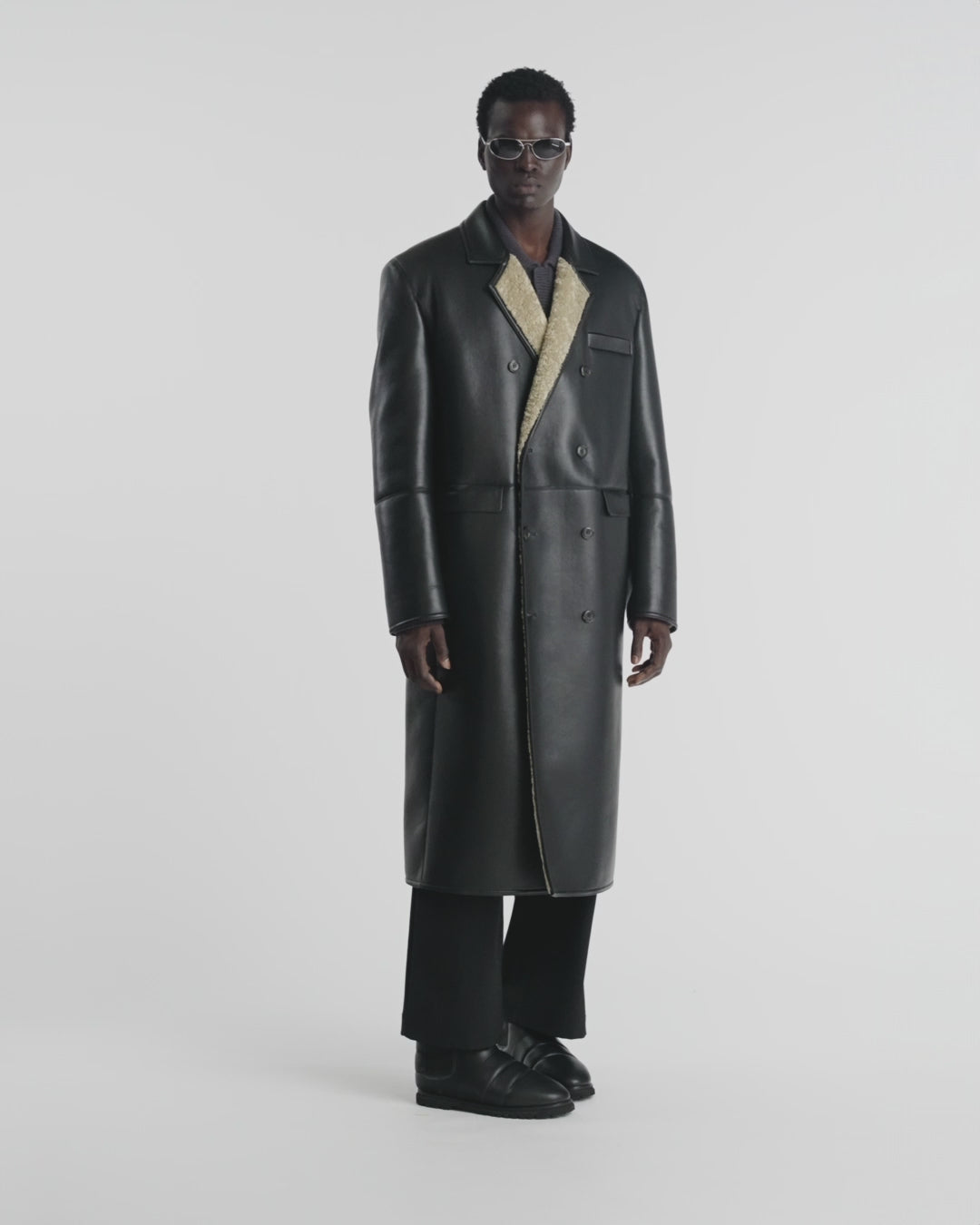 Sverre - Bonded Shearling Coat - Cornstalk/Black – Nanushka