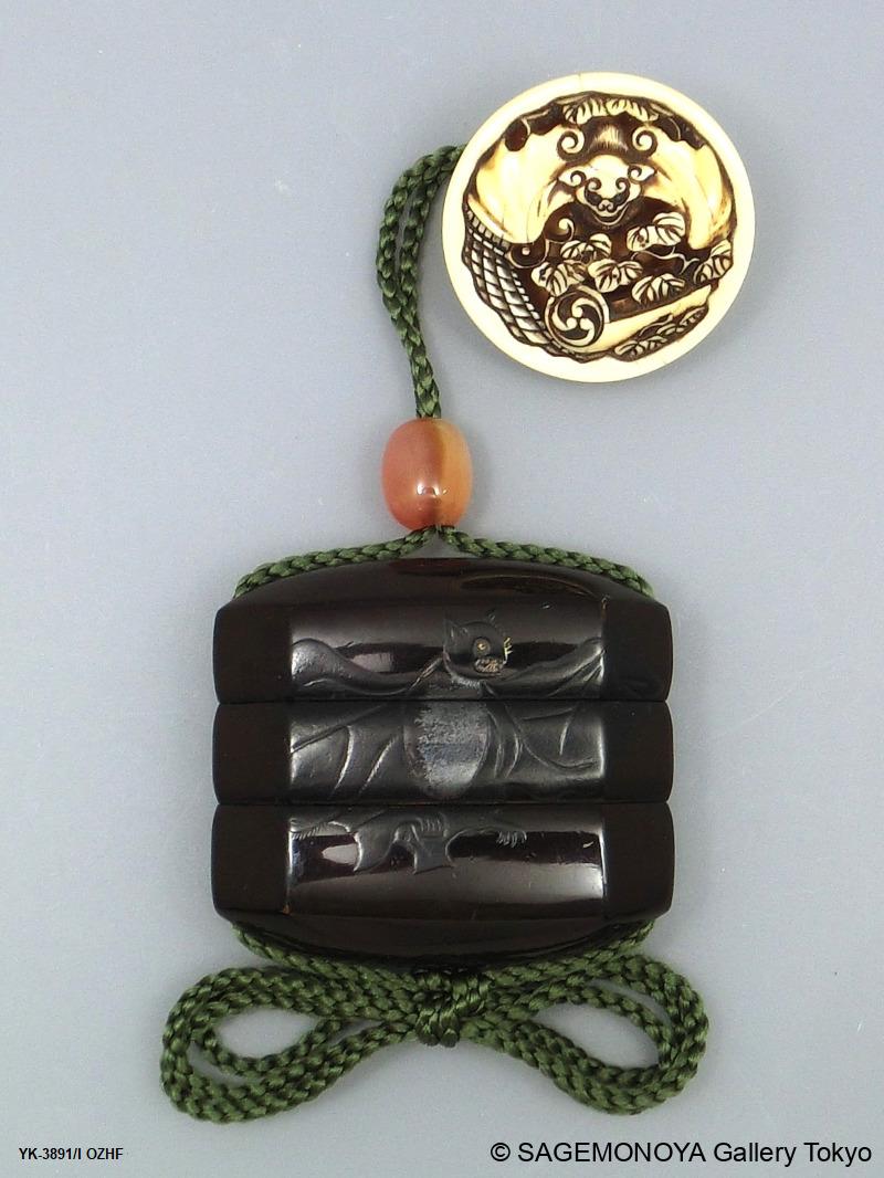 時代物 波に鶴 蒔絵印籠 根付 時代物 波に鶴 蒔絵印籠 根付 時代物 波