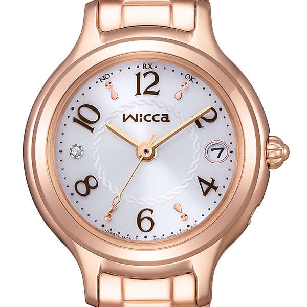 wicca ソーラーテック電波時計 KS1-961-11 レディス(ピンクゴールド