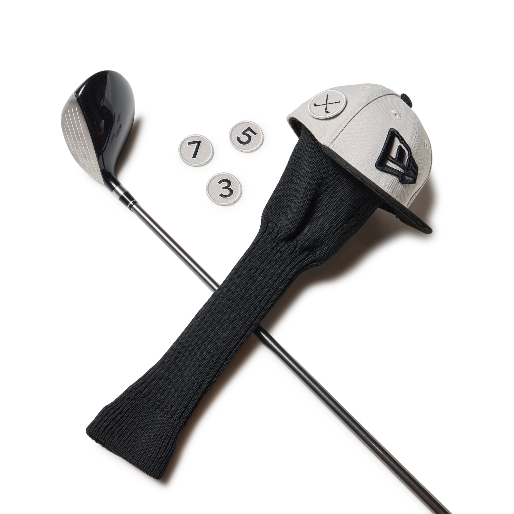 ヘッドカバー フラッグロゴ ストーン × ブラック フェアウェイウッド用