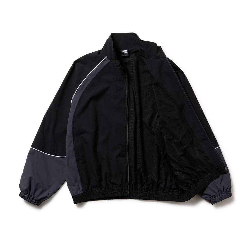 オーバーサイズド パイピング トラックジャケット ブラック/グレー