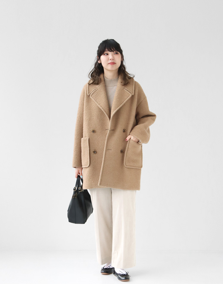 5.2万♡マカフィー2024♡ブークレーボンディング ダブルブレストコート日本製 5.2万♡マカフィー2024♡ブークレーボンディング ダブルブレストコート