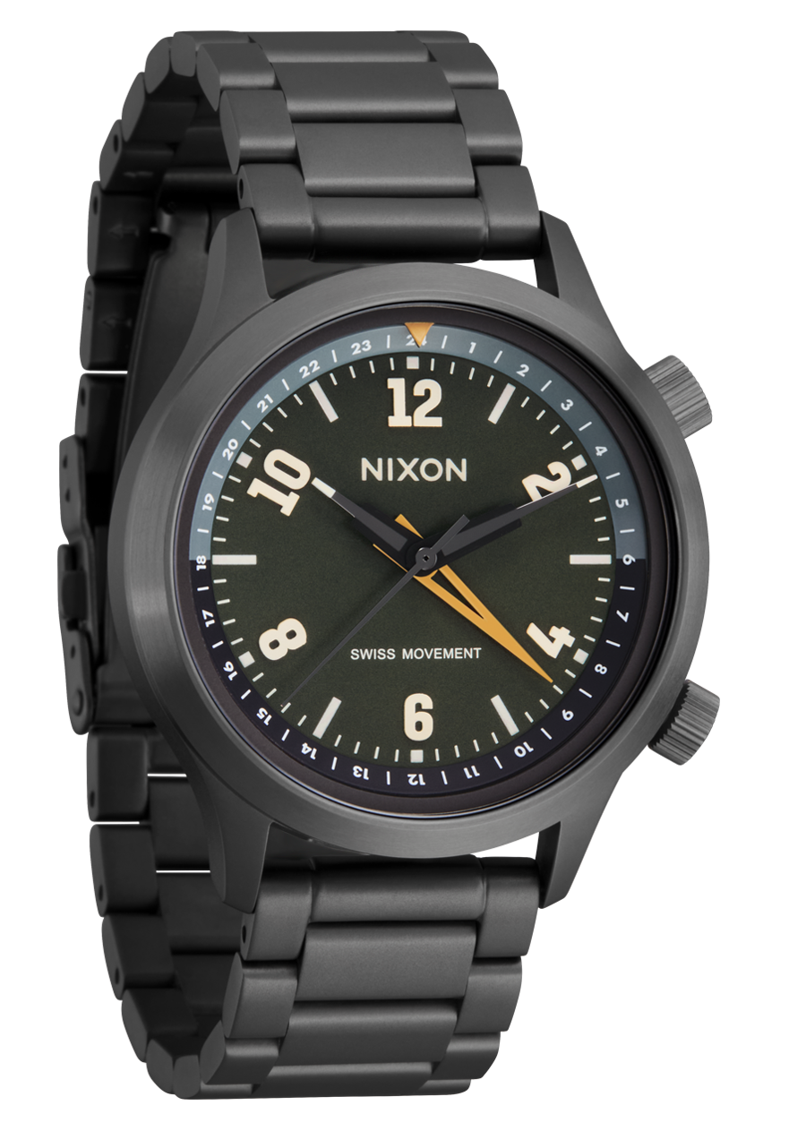 Drifter 40 Watch | Gunmetal / Kobu Green | Swiss Movement 40mm GMT