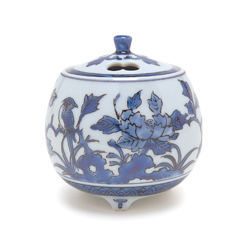 2.5号 紺釉牡丹に鳥 九谷焼 | 清爽 | 香り・フレグランスの日本香堂