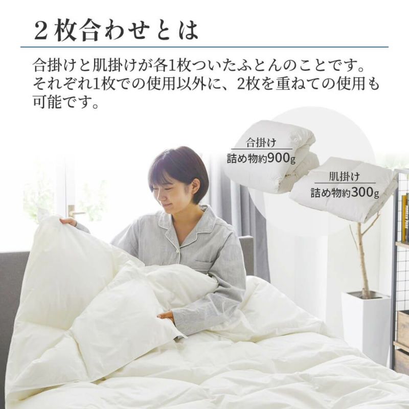 2枚合わせ羽毛布団日本製ハンガリー産ホワイトグース90％ – 西川ストア